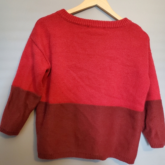 Attitude Jay Manual Color Block Red/MAROON Sweater - Size S 6 (4-6) - Picture 5 of 5
